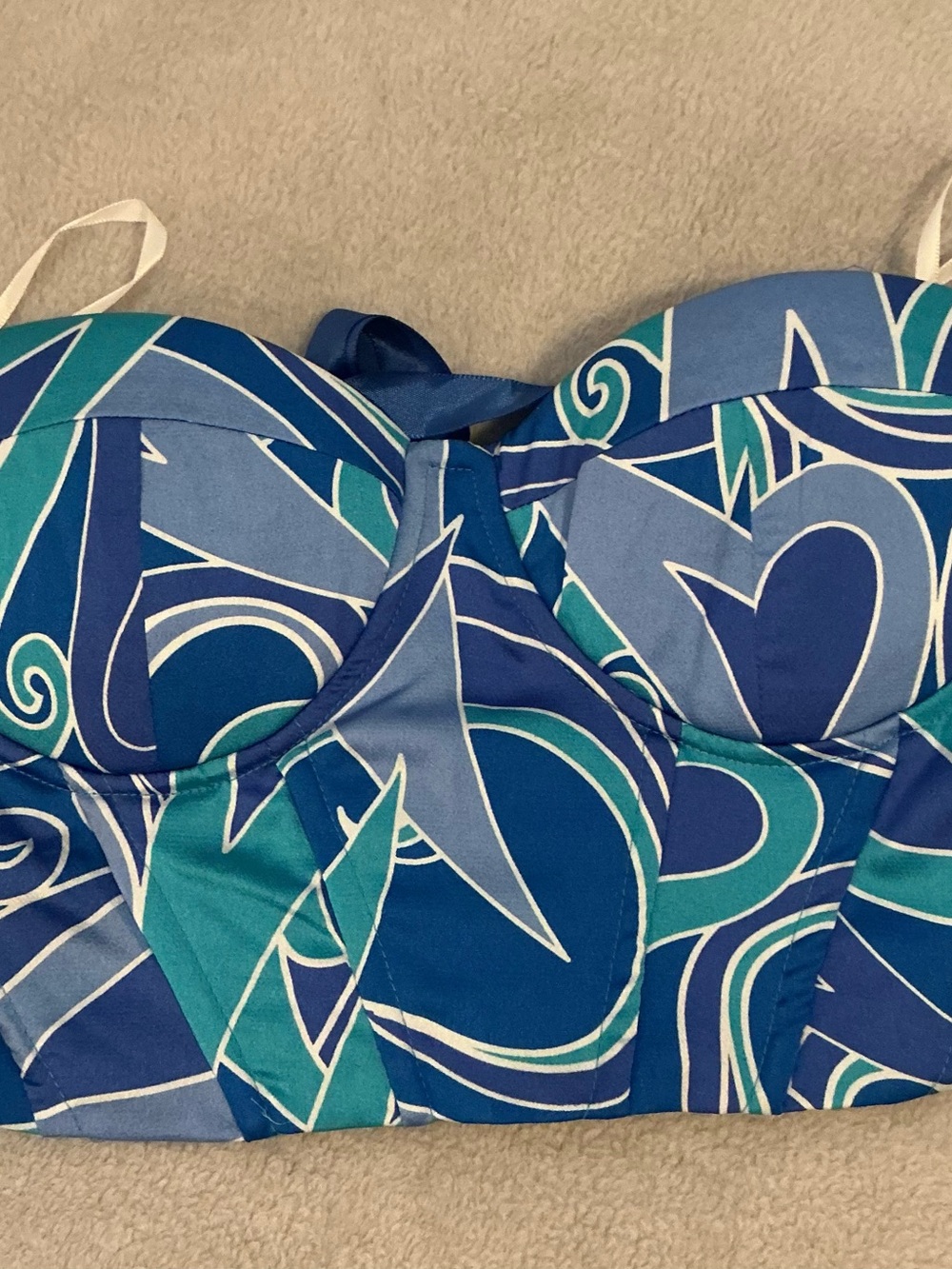 SHEIN Blue & Teal Abstract Bandeau Bustier